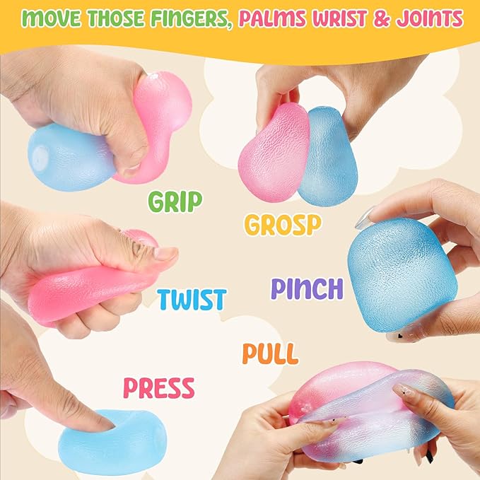 Fidget Toys Stress Balls for Kids & Adults - Changes Color in The Sun -Slow Rise Dough Ball - Fidgets for Classroom - Squishy Fidget Toys Stretchy Squeeze Stress Relief Balls for Anxiety (Dough Pink)