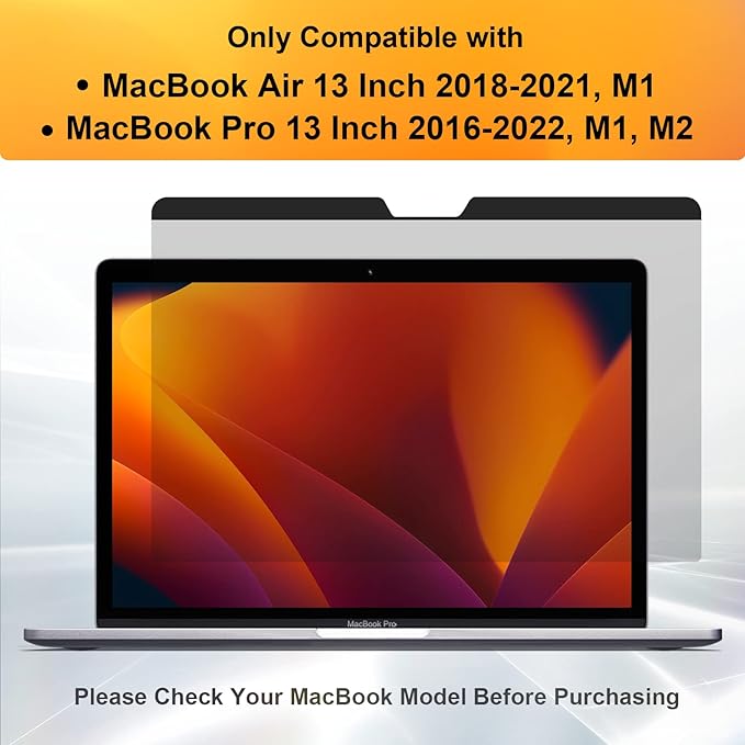 Magnetic Privacy Screen MacBook Air 13 Inch(2018-2021, M1), Removable Anti Blue Light Glare Filter Screen Protector with Camera Cover for Mac air 13''