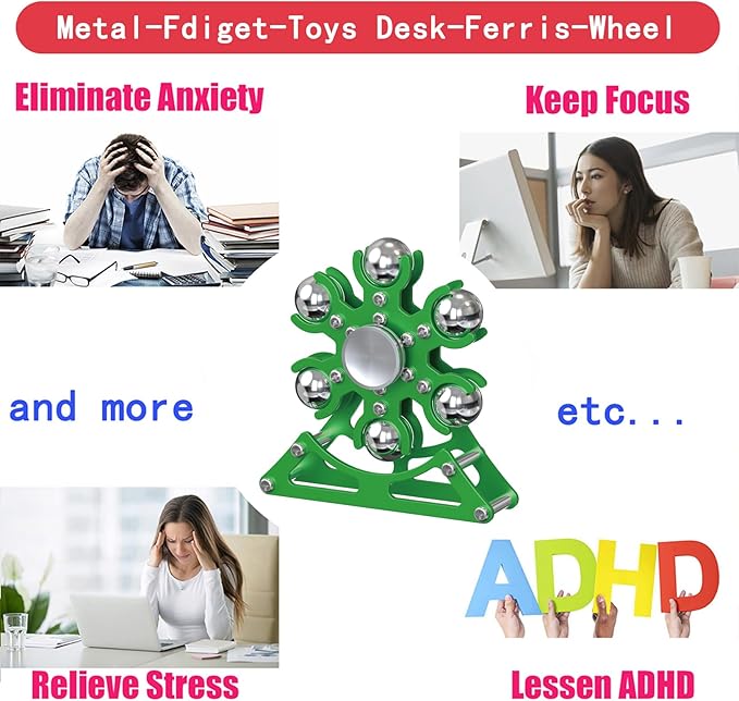 Desk-Fidget-Toys for Ferris-Wheels-Spinner: 4mins Kinetic-Metal-Spinner, Cool-Gadgets-Stuff for Kid Children Teen Adult EDC-Toy, ADHD Tools Stress Relief for Office Home School Men Woman Christmas