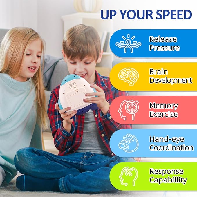 Fast Push Fidget Toys for Kids, Handheld Puzzle Sensory Toys, Quick Push Light Up Pop Game Gifts for 3-12 Year Old Boys Girls, Easter Basket Stuffers (Rocket)