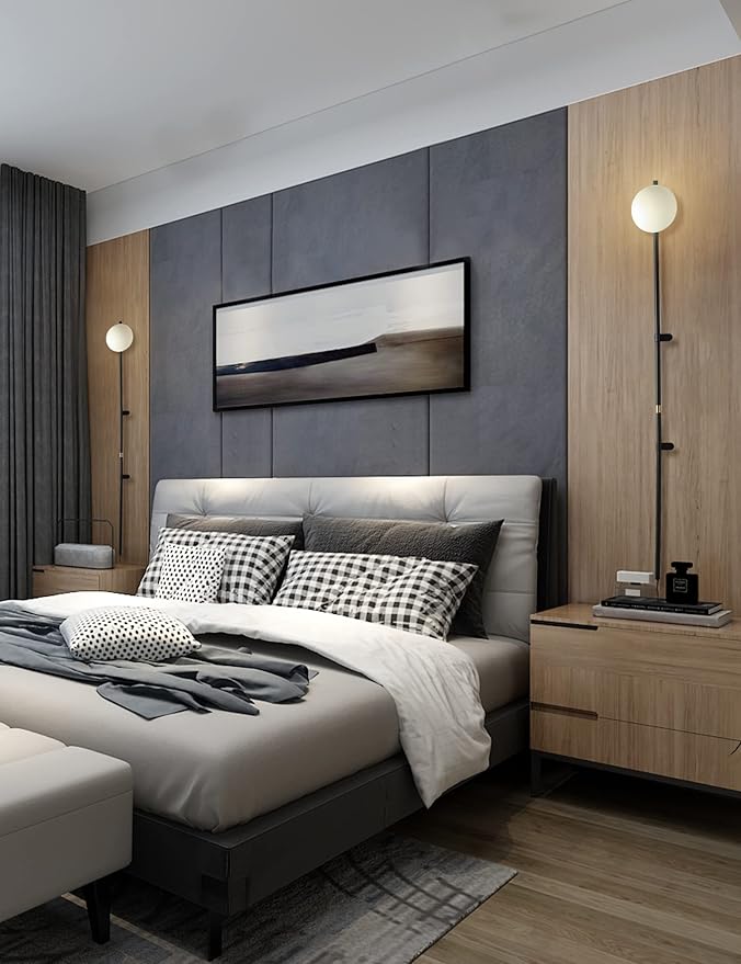 Modern Plug in Wall Sconce Globe Shade Indoor Wall Light, LED Wall Mounted Lamp with Plug in Switch, Wall Lamp for Bedroom Living Room Study Hallway Bedside etc.