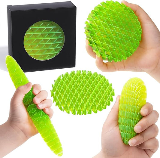 Fidget Worm Toy: Fidget Toys Adults |Fidgets for Kids, Adults | Desk Fidgets for Autism, Anxiety, Stress, ADHD | Calming Toys for Autistic Kids | Quiet Sensory Fidget Toys for Classroom(Green, Small)