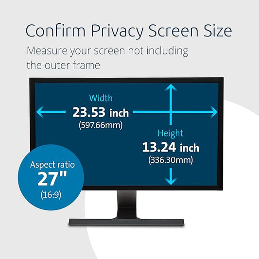 Kensington 27 inch Computer Privacy Screen for Desktop, 16:9 Widescreen Monitor, FP270W9 Anti-Glare Blue Ray Reduction Computer Privacy Filter, Matte and Glossy Viewing Options, K55414WW