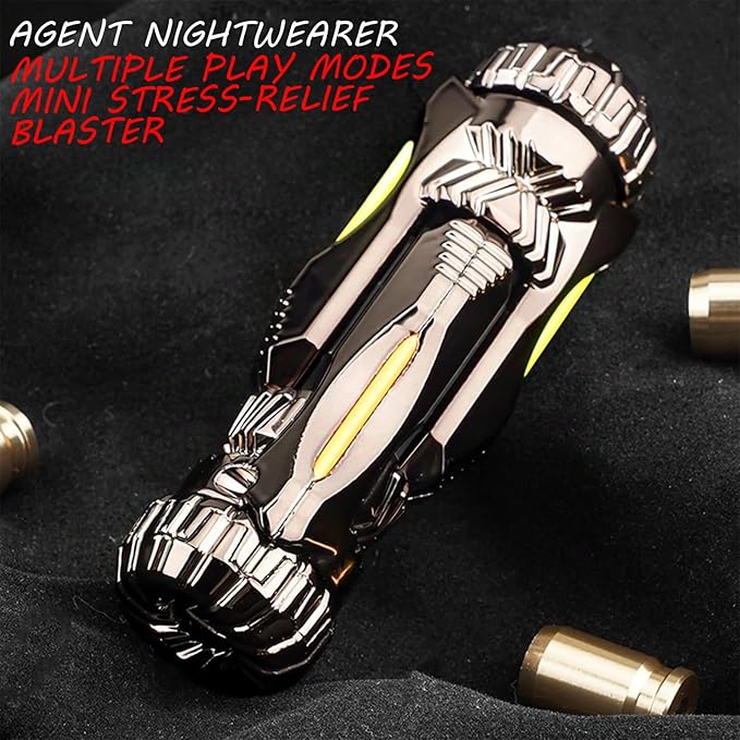 SKEDC Fidget Toys Adults, Alloy Fidget Slider Fidget Clicker Fidget Spinner, EDC Laucher Toy ADHD Tools Executive Desk Toy for Keep Focus & Relief Stress, Cool Gadgets for Men (Night Light Brown)