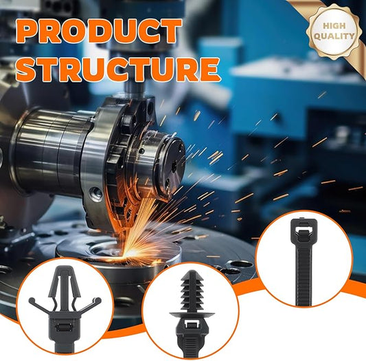 120Pcs Nylon Push Mount Cable Zip Tie Fit for Jeep Wrangler for Cars Boat Trailer Polaris UTV Side By Side, Universal Nylon Self Locking Cable Strap Engine Bay Wire Harness Restraint Ties