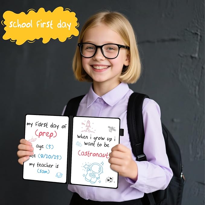 AGM Portable White Board Dry Erase, Double Sided Folding Whiteboards with Pen, Small Dry Erase Board for Study, Meeting, Doodling, Planning, Pink