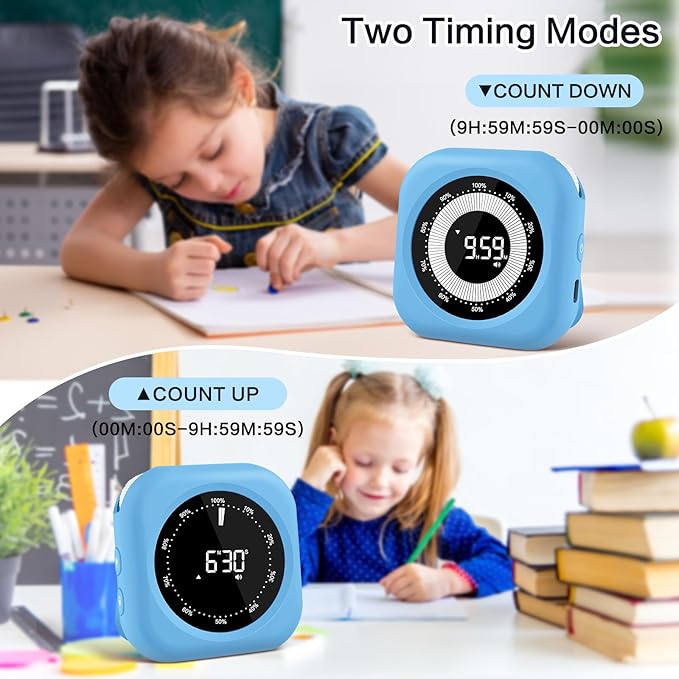 Visual Timer for Kids Rechargeable, 10-Hour Digital Timer ,Magnetic Timer with Visual Time Bars Design,3 Brightness/3 Volume Adjustable, Countdown/up Timers for Classroom Study Game GYM Kitchen Office