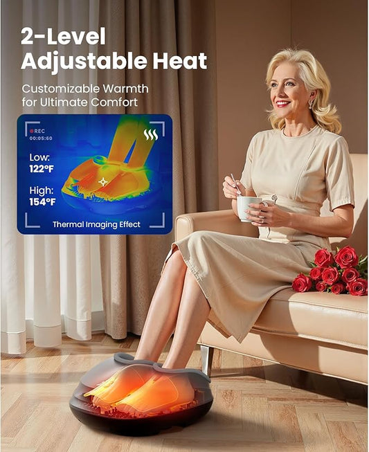 BOB AND BRAD Foot Massager with Heat and Remote,FSA HSA Eligible,Shiatsu Deep Kneading Electric Feet Massager Machine for Plantar Fasciitis, Men Size 12