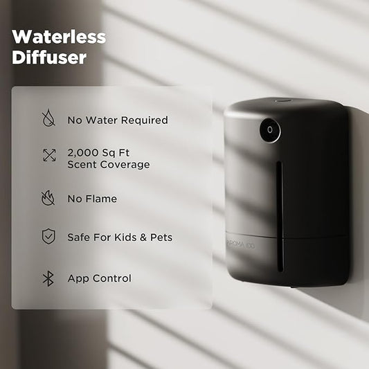 Waterless Essential Oil Aromatherapy Diffuser - Hotel Scent Diffuser Machine for Home - Cold Air Diffuser Machine for Large Room - App Control - Studio Scent Diffuser - Office Fragrance - Black