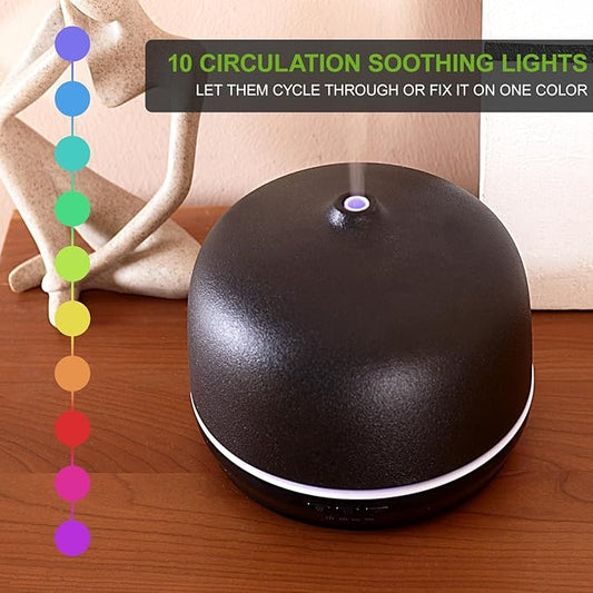 Ceramic Essential Oil Diffusers for Home Large Room, Aromatherapy Scent Air Diffuser Ultrasonic Aroma Defusers 500ml with Timed—Black- C