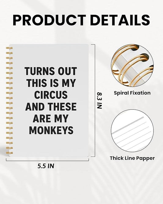 Funny Office Supplies Notebook, Work Journal Notebook for Women Men Coworkers, Turns Out These Are My Monkeys and These Are My Monkeys Humor Spiral Notebook, 5.5x8.3 Inch 564