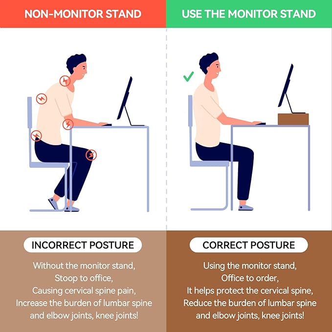 KIRIGEN Monitor Stand Wooden - Desk Stand Wood for Computer/Laptop/TV Printer - Monitor Arms & Stands Desk Riser for Office Desktop Workspace Organizers Platforms Stands (39,Dark Brown)