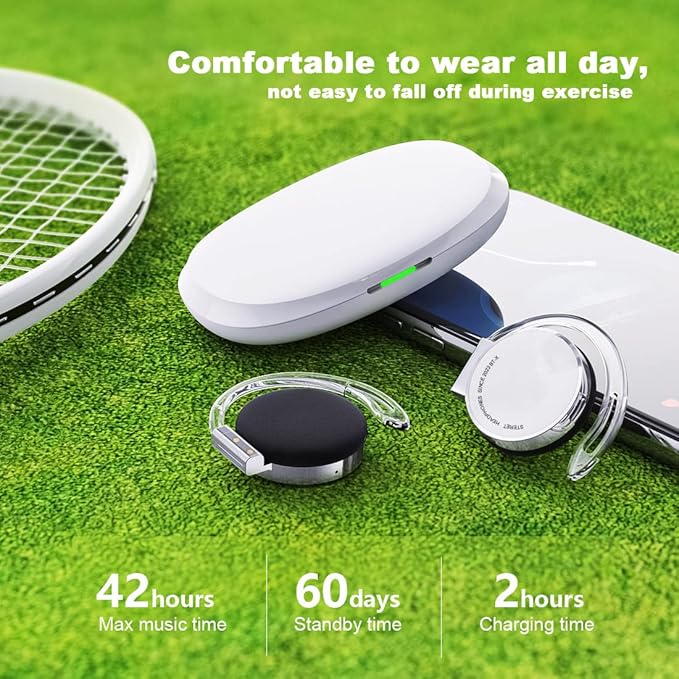 On Ear Headphones Bluetooth V5.3, Clip on Headphones Wireless, Open Ear Headphones with Earhooks, Sports Headset Bluetooth with 4 Microphones, Noise Cancelling/Long Battery Life/with Charging Case