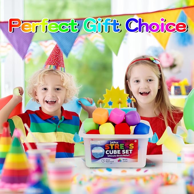 Mini Stress Cubes – Bulk Sensory Fidget Toys for Classrooms, Party Favors & Anxiety Relief – Slow Rising, Non-Toxic Desk Toys for Kids/Adults