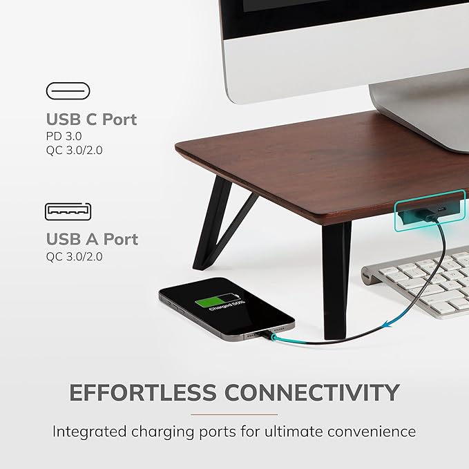 Anji Mountain Monitor Stand - Desktop Organizer & Laptop Riser, Ergonomic Monitor Riser, Space-Saving Monitor Stand for Desk, Durable Construction, Easy Assembly, Ideal for Home & Office,Walnut