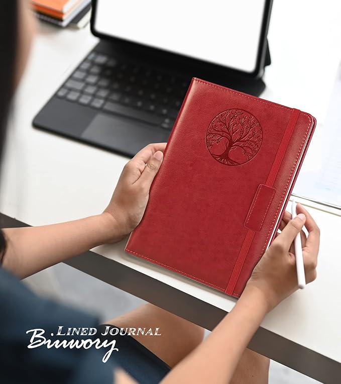 Lined Journal Notebook for Women Men,256 Pages A5 Hardcover Leather Journals for Writing,Travel,Business,Work & School,College Ruled Notebooks for Note Taking,Diary Notepad 5.7"×8.3"