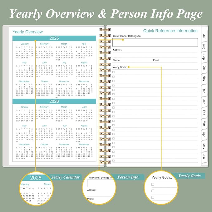 2025-2026 Appointment Book & Planner - Hourly Planner from July 2025 - June 2026, Weekly Appointment Book 2025-2026 with 30-Minute Interval, 6.4" x 8.5", Teal