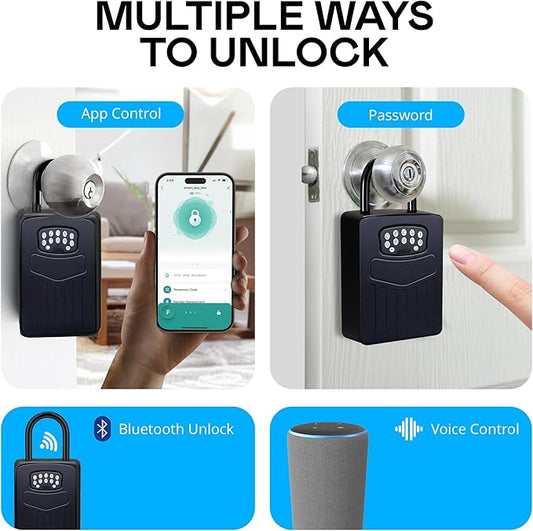 Kingsley Smart Wall Mount Key Lock Box with Bluetooth Keyless Entry, Extra Large for Keys & Access Cards, Auto Lock, App Control, IP65 Waterproof, Secure Code, for Home, Office, & Airbnb (Extra Large)