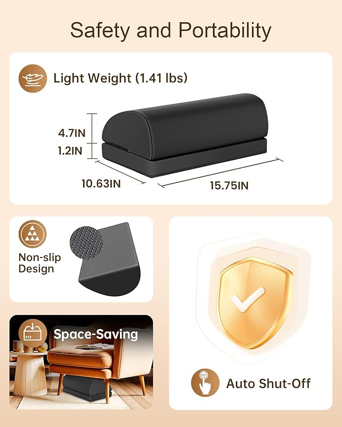 Foot Rest for Under Desk at Work, Heated Foot Stool with Vibration Massage, Adjustable Height Memory Foam Foot Stool,2 Heat Levels Ergonomic Desk Footrest