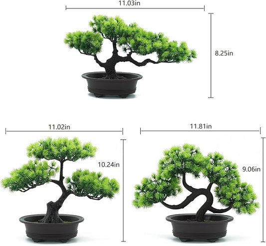 Artificial Bonsai Pine Tree Fake Desk Plants Commercial Reception Charm Adornment Home Decor Office Bookshelf Decor (Green)