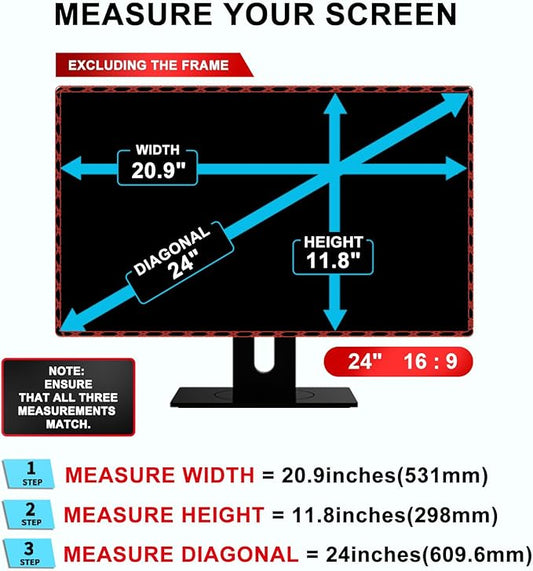 24 inch Computer Privacy Screen Filter - Suitable for 16:9 Aspect Ratio Widescreen Monitor - Blue Light Filter - Anti-Glare & Anti-Scratch Protector Film (24" Widescreen (16:9))
