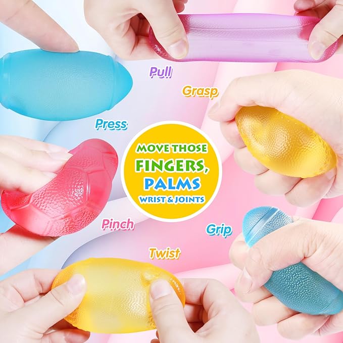 Fidget Toys Stress Balls for Kids & Adults - 4Pack Malt Sugar Squishy Fidget Toys, Slow Rise Gel Ball, Stretchy Squeeze Stress Relief Balls for Anxiety/Therapy/Classroom, Slow-Rise Sensory Toys