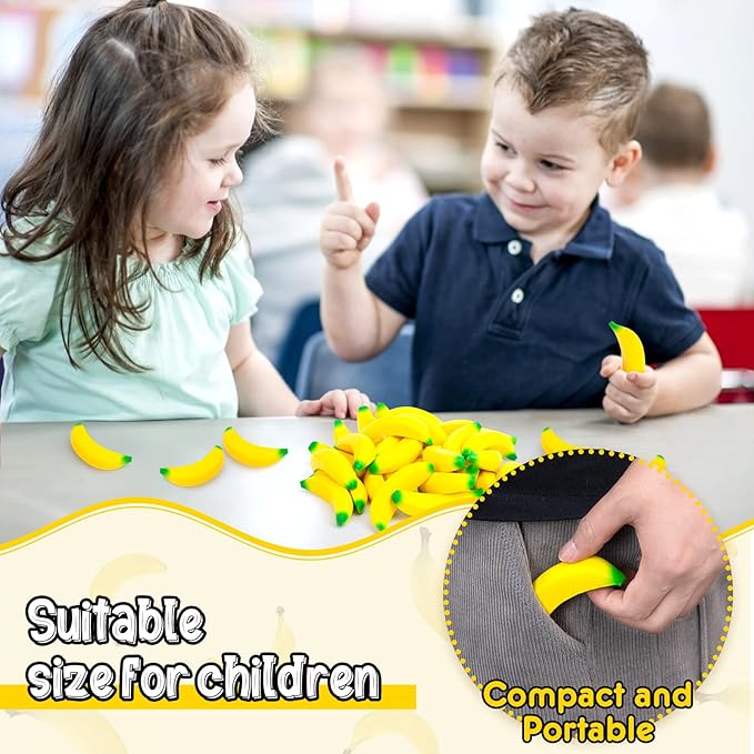 LovesTown 15PCS Banana Stress Toys, Banana Fidget Toys Mini Squeeze Toys for Kids Party Favors