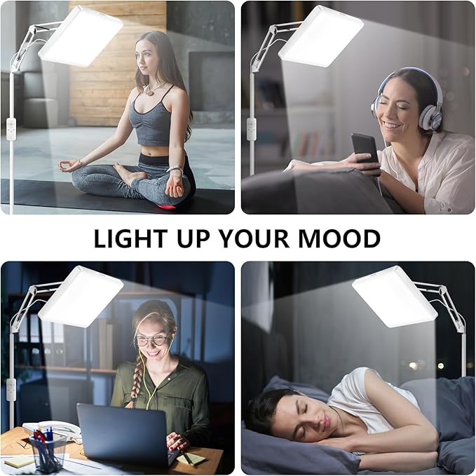 SUXIO Light Therapy Lamp - 12000 LUX Therapy Light, Happy Lamp with Remote, Light Box Therapy with 3 Timer & 4 Brightness, LED UV-Free Daylight Lamp Perfect for Home, Office