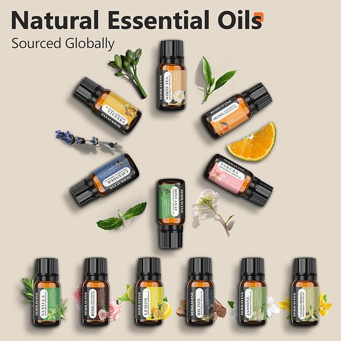 Ultrasonic Essential Oil Diffuser Set with 12 Best Aromatherapy Oils, Gift Box & Bag, Himalayan Salt Lamp Diffuser,Cool Mist Humidifier for Bedroom, Scent Diffusers for Home