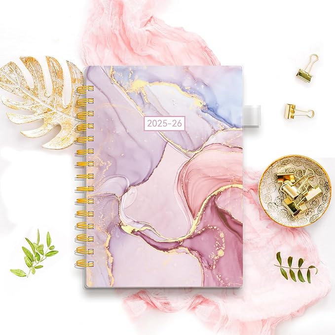 Planner 2025-2026-Weekly and Monthly, Academic Planner 2025-2026 run from Jul.2025 - Jun.2026, Planners 2025-2026 for Women, AIMPEAK Daily Calendar Planners for Teacher & Student, Monthly Tabs, Pink Marble, 5.5"x8.5"