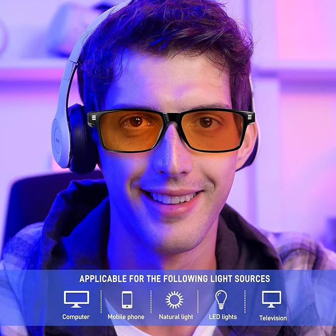 ANYLUV Blue Light Glasses Men Woman, Blue Light Blocking Glasses for Computer Gaming, Eye Strain Relief Eye Protection