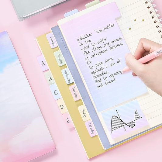 Hommie Sticky Notes Set Tabs 410 Pack Color Pads Divider Sticky Notes with Bookmark Index for School Supplies, 60 Ruled, 40 Per Dotted, 60 Per Rectangular, 6x25 Index Tabs