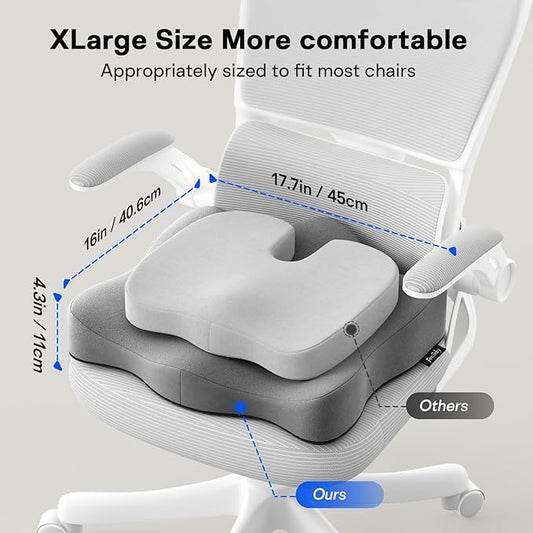 Seat Cushions for Office Chairs - Pressure Relief Seat Cushion - Car Seat Cushions for Pressure Relief, Tailbone Pain, Sciatica & Back Pain Relief for Office Chairs (Grey)