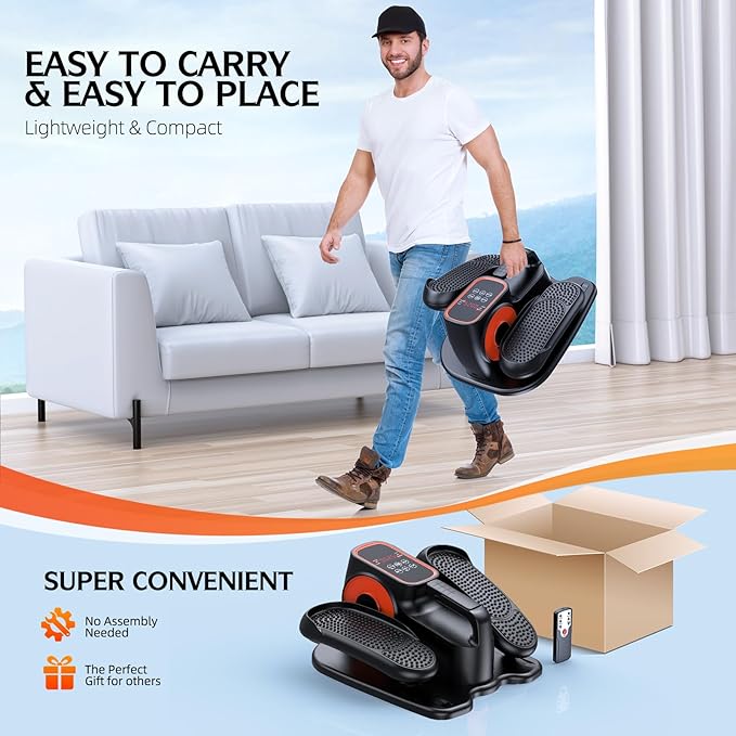 Under Desk Elliptical, Ellipse Leg Exerciser While Sitting for Seniors, Quiet Portable Electric Seated Pedal Exerciser with Remote Control and 12 Adjustable Speeds for Home Office