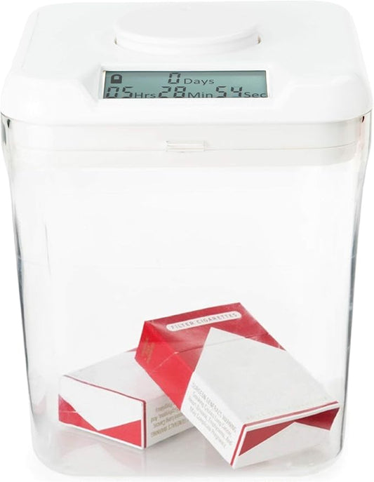 Kitchen Safe kSafe Time Locking Container, Medication Lock Box, Break Bad Habits - Quit Smoking, Snacking, Drinking & Gaming Addiction, Phone Jail, Family Time (Medium, White Lid + 5.5” Clear Base)