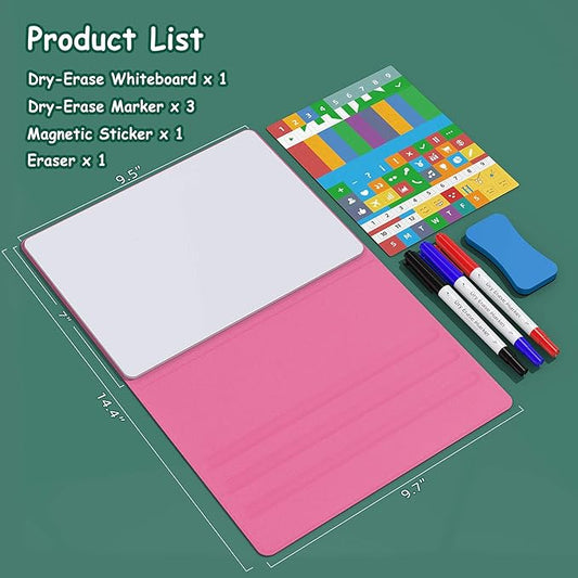 Small Desktop Dry Erase Board, 9.5x7 Magnetic Planner Desk White Board with Stand, Portable Whiteboard for Office Home School Supplies MH780 (M1 Blank (Pink))
