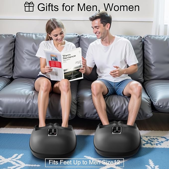 Shiatsu Foot Massager with Heat, Air Compression Kneading Foot Massager Machine for Plantar Comfort Soothe - Washable Cover, Gift for Women Men for Home Office Use