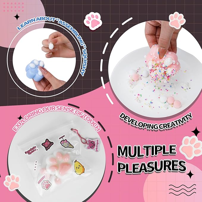 Taba Squishy Cat Paw Toy Handmade, Cute Kawaii FuFu Squishies, Sticky Squishy Pinch Fmily, Jelly Kitty Paw Squeeze Toys, YoYo Funny Fidget Toys Novelty Things for Anxiety, Adults Kids - Purple