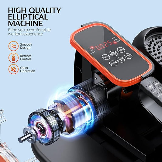 Under Desk Elliptical, Ellipse Leg Exerciser While Sitting for Seniors, Quiet Portable Electric Seated Pedal Exerciser with Remote Control and 12 Adjustable Speeds for Home Office