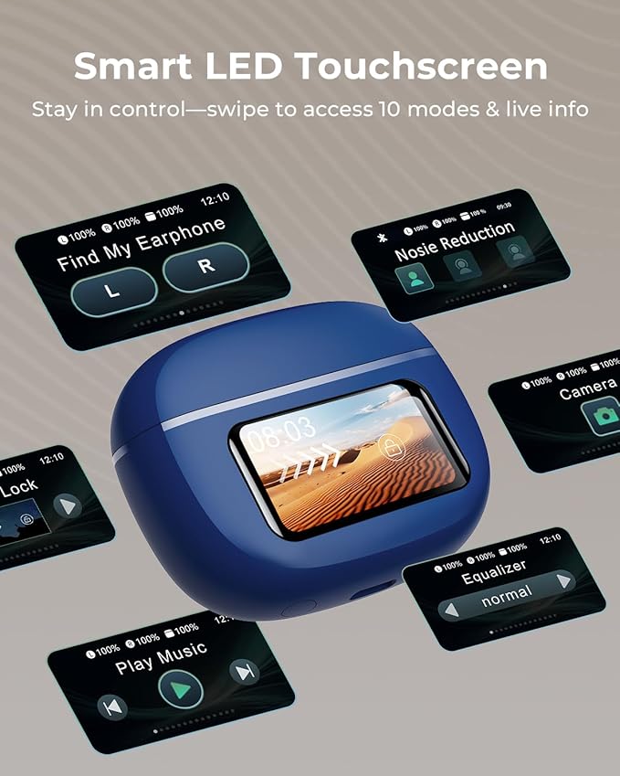 Wireless Earbuds, Ear Buds Active Noise Cancelling with Charging Case, 6.0 Bluetooth Earbuds with AI Clear Calls, 40H Playtime for Sports & Working, Stereo Sound Headphones for iPhone/Android/iPad