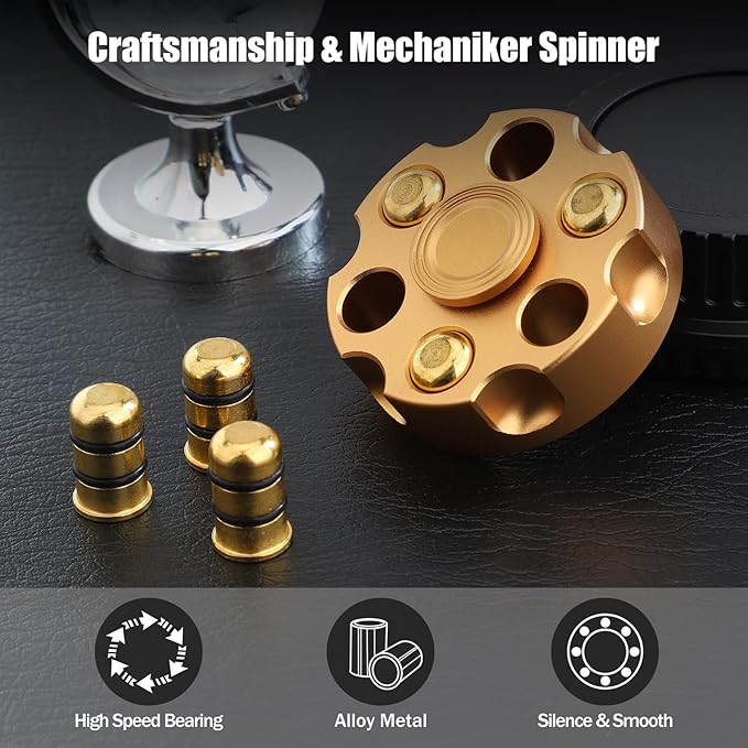 Metal Fidget Spinner Toy, Cool Alloy Hand Finger Spinner Cube Toy, Stress Relief Sensory Spinning Anti Anxiety Desk EDC Toys Gifts Party Favors for Adults Kids 5 6 7 8 9 10+11 12 Years Old Boys