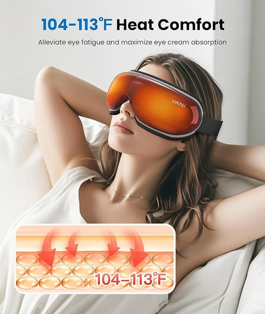 VANI Eyeliber 2 Plus Eye Massager with Remote, Birthday Gifts for Women/Men Her Him, Headache Massager for Migraines, Heated Eye Mask for Reducing Eye Strain, Dark Circles and Dry Eyes