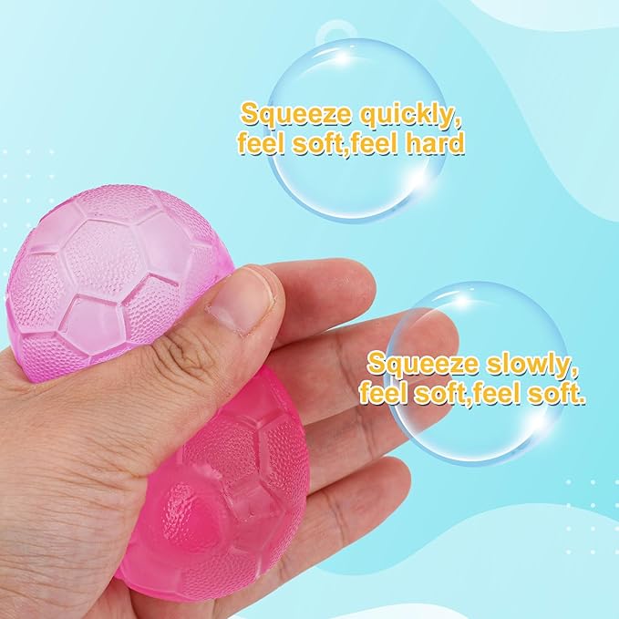 4pcs Stress Relief Toys Balls, Assorted Colors Maltose Filled Stress Toys Durable Slow Rising Sugar Balls for Anxiety ADHD & Autism Classroom Prizes (Football)