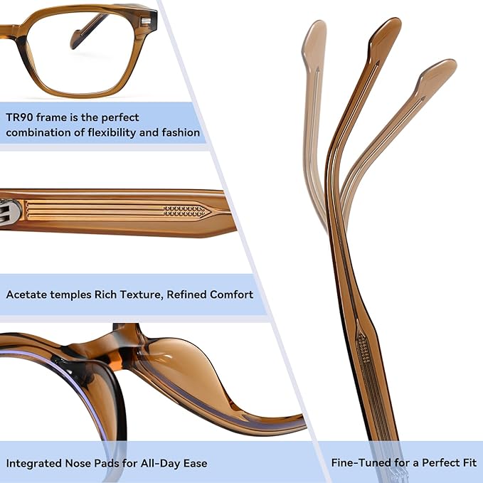 Dollger Blue Light Glasses for Men Women Blue Light Blocking Computer Screen Glasses Men Clear Frames Eyeglasses