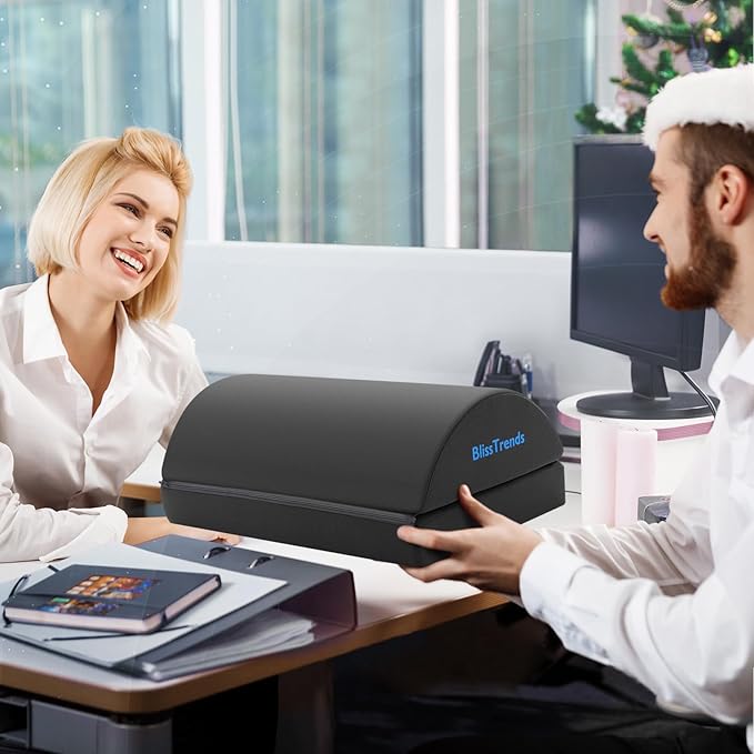 BlissTrends Foot Rest for Under Desk at Work-Versatile Foot Stool with Washable Cover-Comfortable Footrest with 2 Adjustable Heights for Car,Home and Office to Relieve Back,Lumbar,Knee Pain-Gray