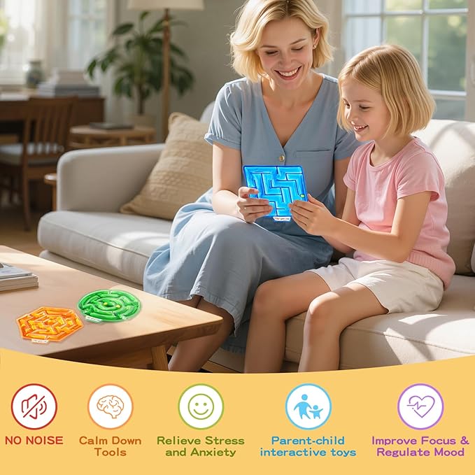Sensory Squishy Toy | 3-Pack Maze Toy Filled with Goo | Sensory Toys for Kids with Autism | Quiet Fidget Toy | Calming Squishy Fidgets for Special Needs | Gifts Prizes for Classroom