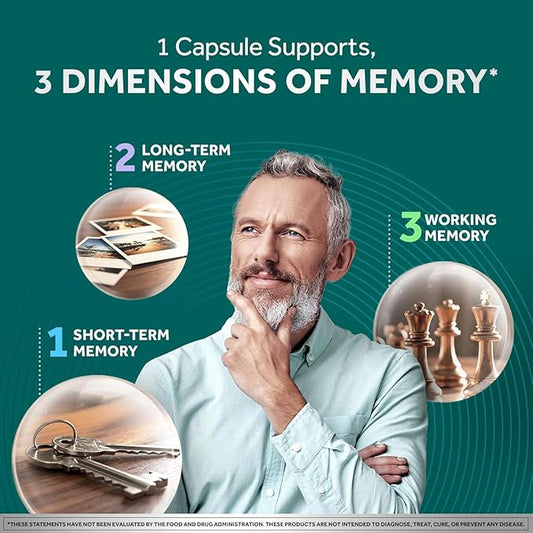NEURIVA Memory 3D Brain Supplement - Nootropic Capsules for Memory, Focus & Cognitive Function - Short Term, Long Term, & Working Memory Support - 50ct - Pack of 2