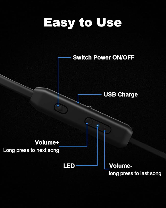 NANAMI Bluetooth Headphones Wireless Earbuds - Sports Magnetic Neckband Wireless Headsets, HiFi Stereo Deep Bass Updated Bluetooth 5.3 Earphones IPX7 Waterproof with Mic for Gym Running 24h Playtime