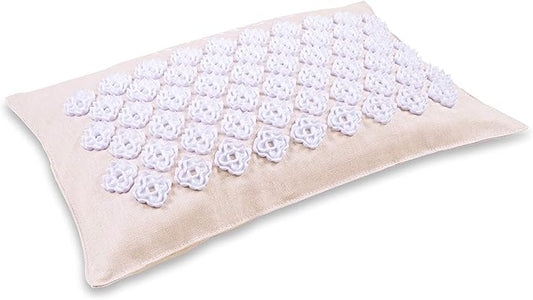 Kanjo Premium Unscented Acupressure Pillow - 100% Undyed Cotton Linen - Coconut Husk Fill - Relieves Back Pain and Neck Pain