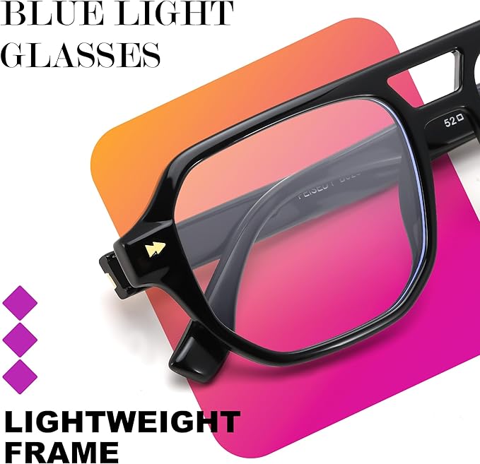 FEISEDY Aviator Blue Light Glasses for Men Women, Retro 70s Style Design Anti Glare Digital Eyestrain & Daily Wear B0284